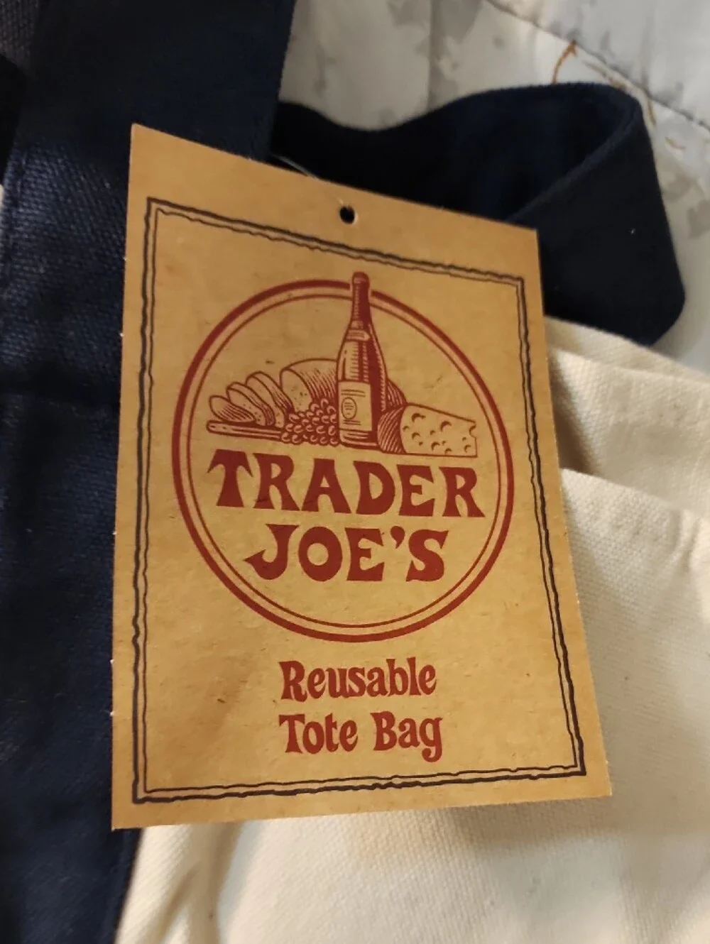 Trader Joe's Canvas Tote Bag - Navy & Cream